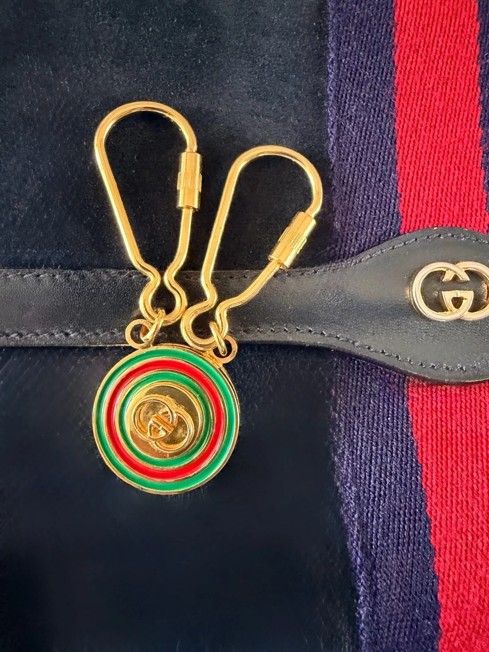 Gucci Double Valet Keychain Shelly Line / Web Stripe collection & Original Box